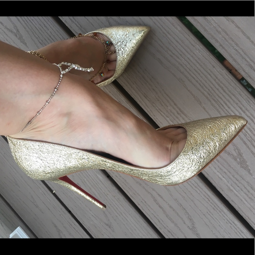 Gold Christian Louboutin pigalle follies